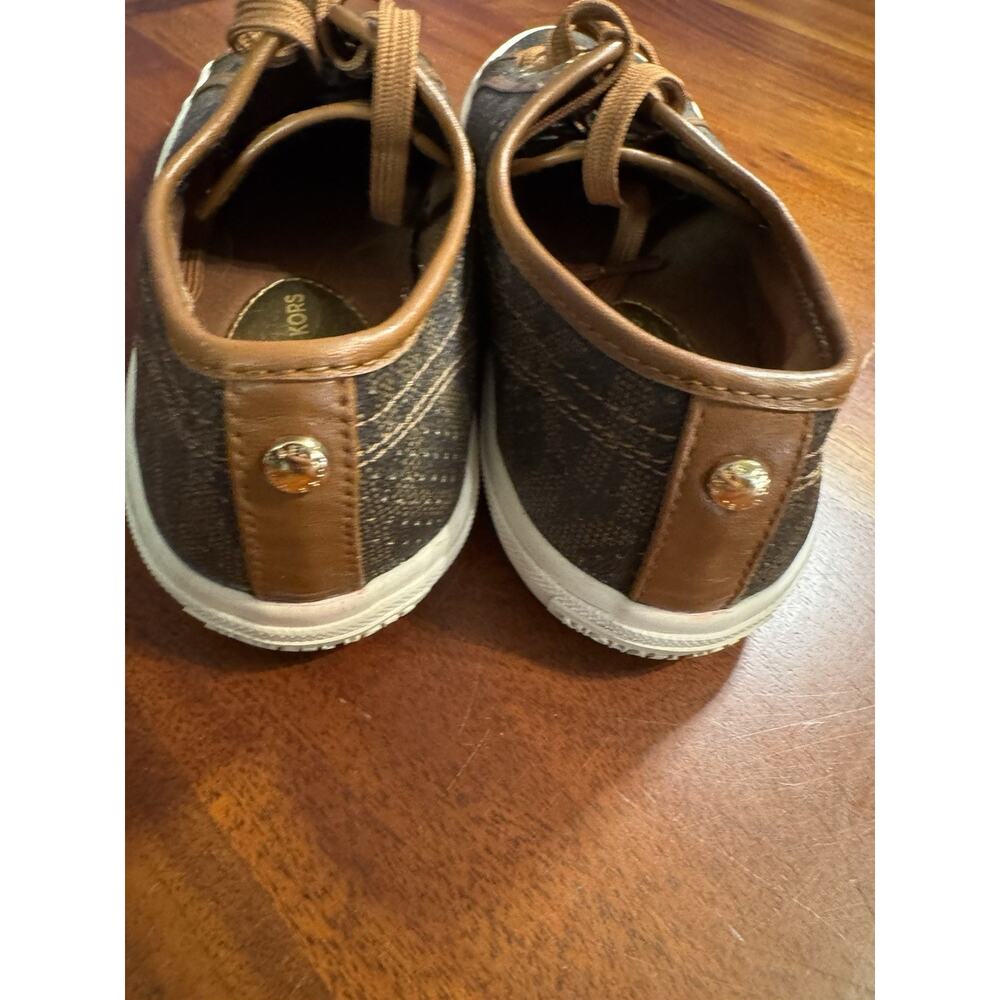 Michael Kors Boerum Women’s Sneakers lace up brown Signature MK Logo Shoes 8.5M - Picture 4 of 9